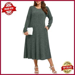 Plus Size Sweater Dress Long Sleeve Maxi Midi Casual Winter